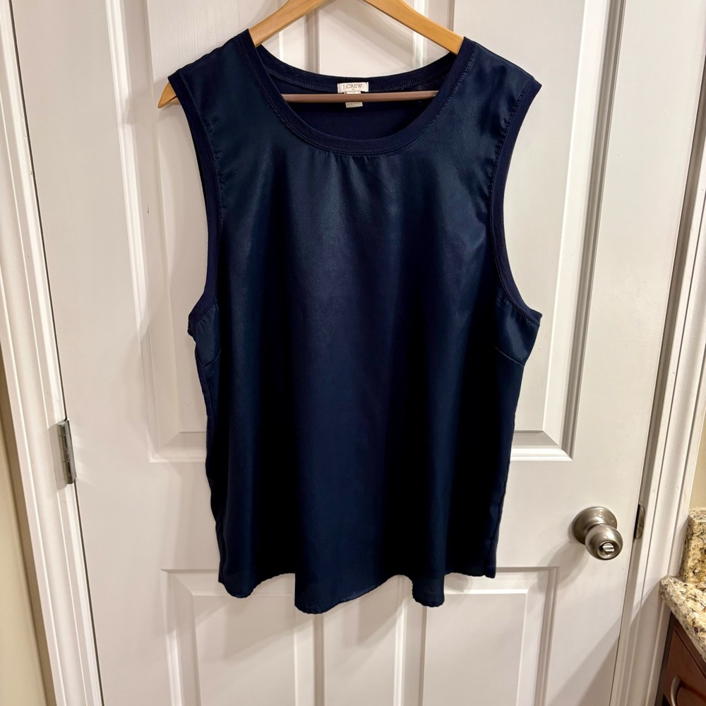 J. Crew Navy Mixed Media Sleeveless Blouse XXL
